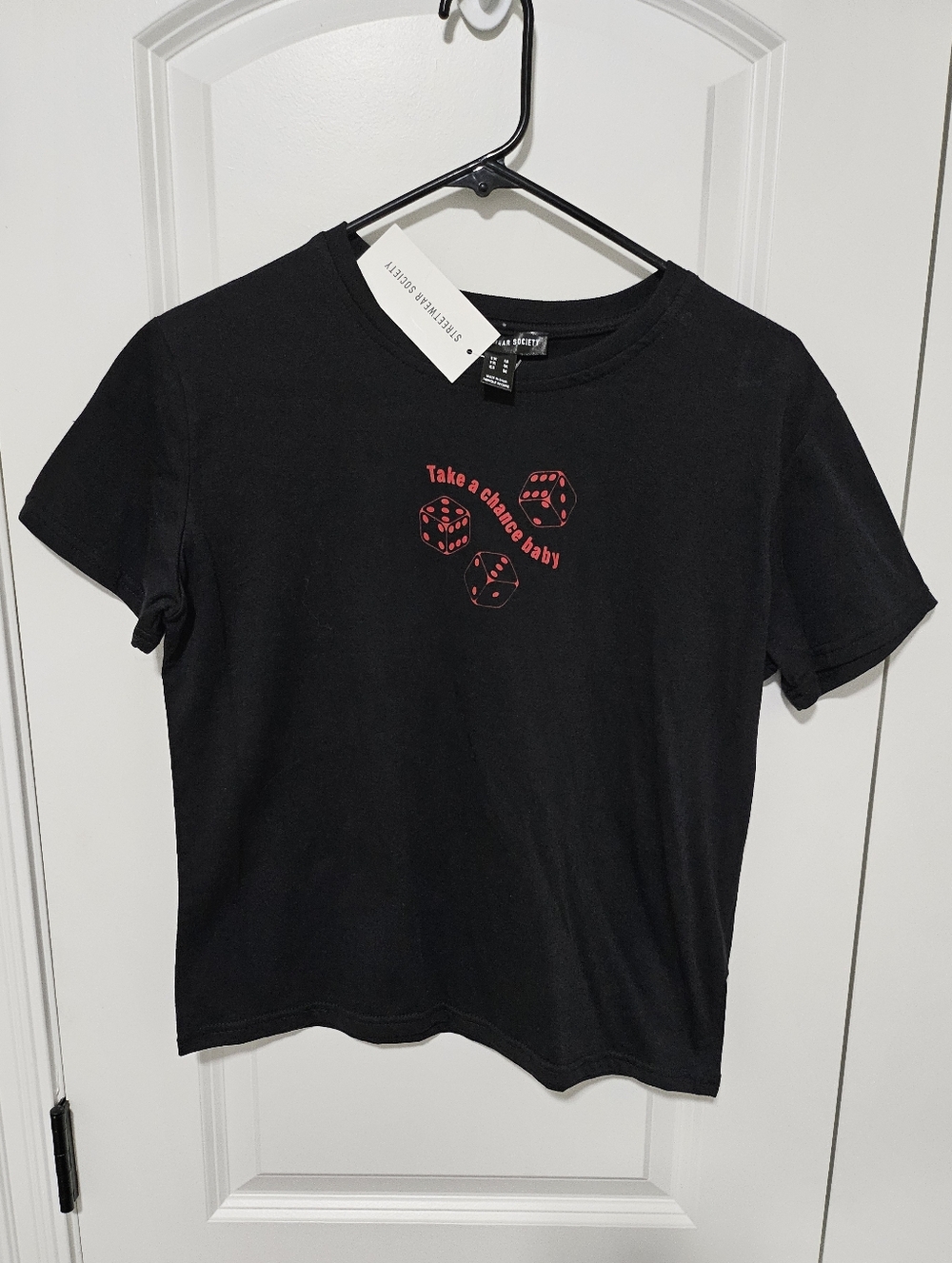 Streetwear Society Graphic T-Shirt Crop Top, Black, Medium, New w/Tags